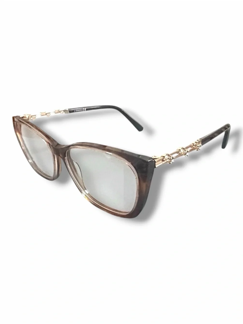 Swarovski SK5383 Cat Eye Eyeglasses NWT Brown Havana Gold Crystal Frames 54mm